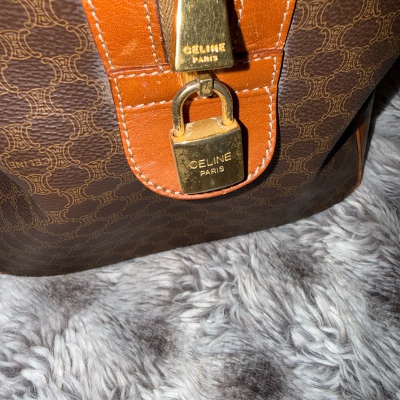 CELINE Brown and Tan Travel Duffel Bag 90s Vintage 🔥 - Picture 6 of 12